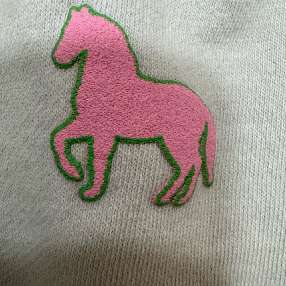 Spirit Jersey Pink Pony Snap Neck Sweatshirt Light Gray Size M Rare - Picture 2 of 9